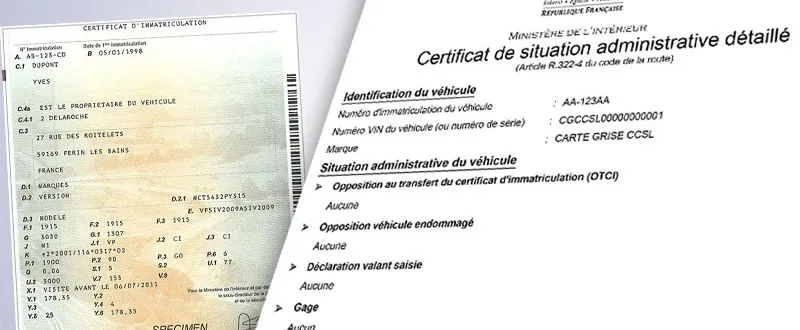 Carte grise et Certificat de situation