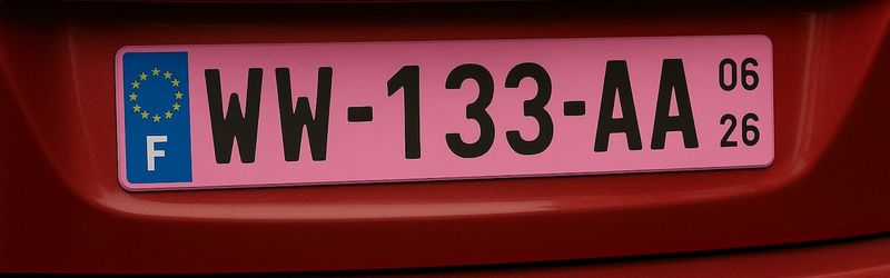 Plaque WW provisoire (rose à partir de 2026) et assurance avant carte grise définitive